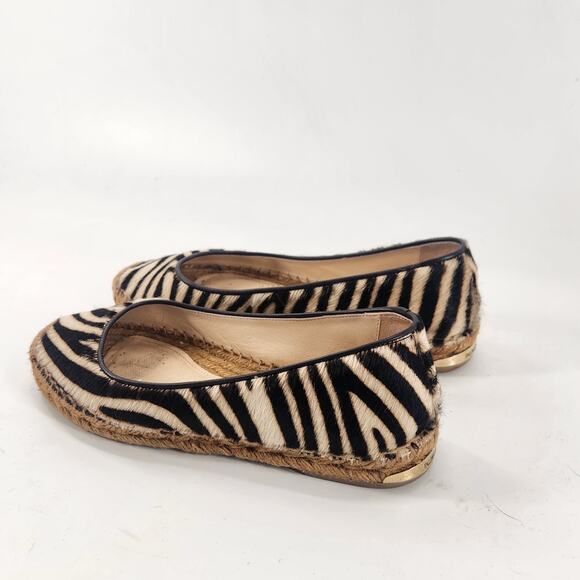 Paloma Barcelo Calf Hair Espadrille Size 7 Zebra Luxe Beach Resort Ballet Flats - Picture 5 of 8